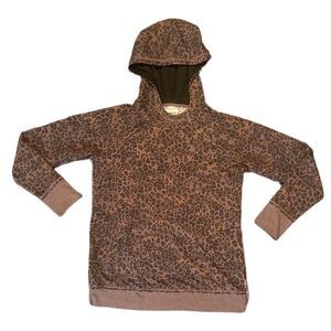 Maurices Women’s Leopard Print Snap Hooded Shirt Hoodie Size M